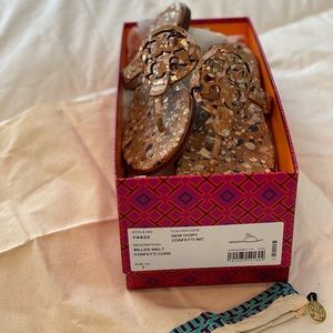 NEW TORY BURCH MILLER CORK SANDAL IVORY CONFETTI SIZE 7